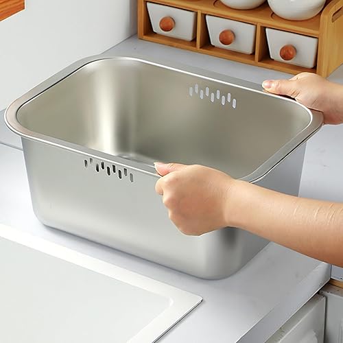 Miniatura 8 de Premium Stainless Steel Square Colander Fine Meshes Strainer For Efficient Draining Washing Rice Vegetables Multipurpose Kitchen Tool Sturdy Design