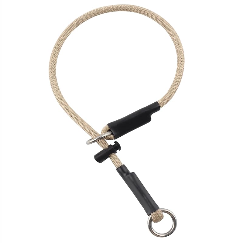 Coleira Slip para Cães em Corda de Nylon com Regulador de Pressão FURSDOLY, Khaki, 45,72 cm