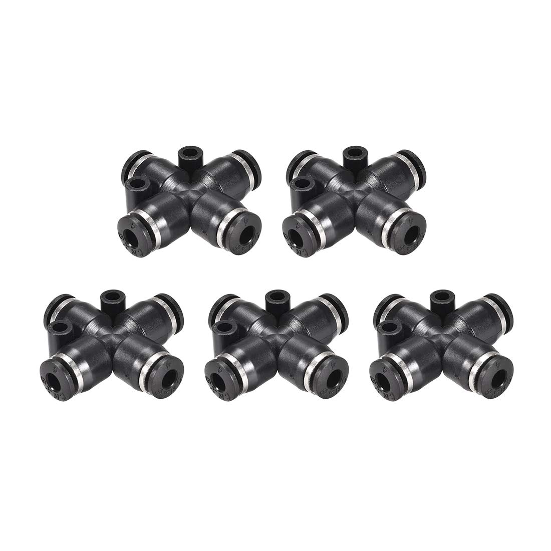 5Pcs Push to Connect Air Fittings 4 Ports 4mm OD Tube Fittings Push