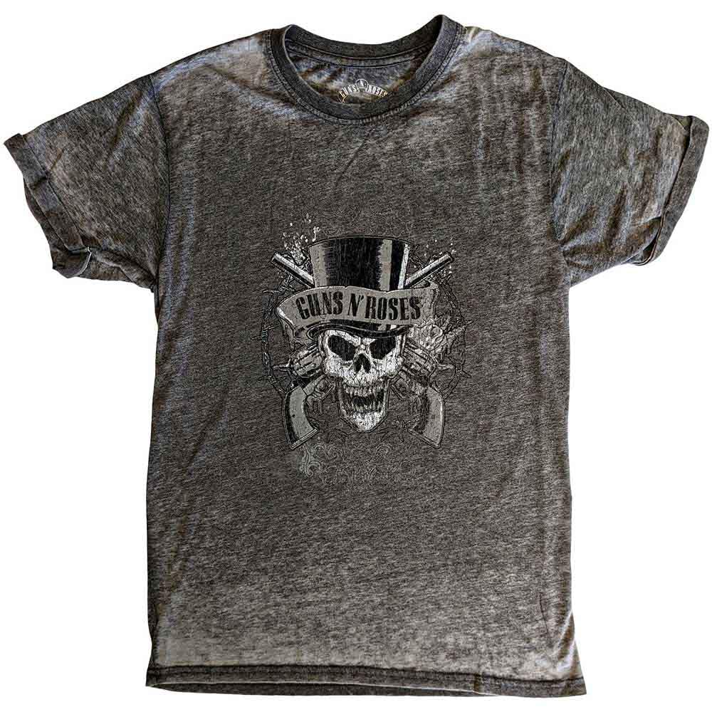 Guns N' Roses T Shirt Faded Skull Official Unisex Charcoal Grey Burnout XL