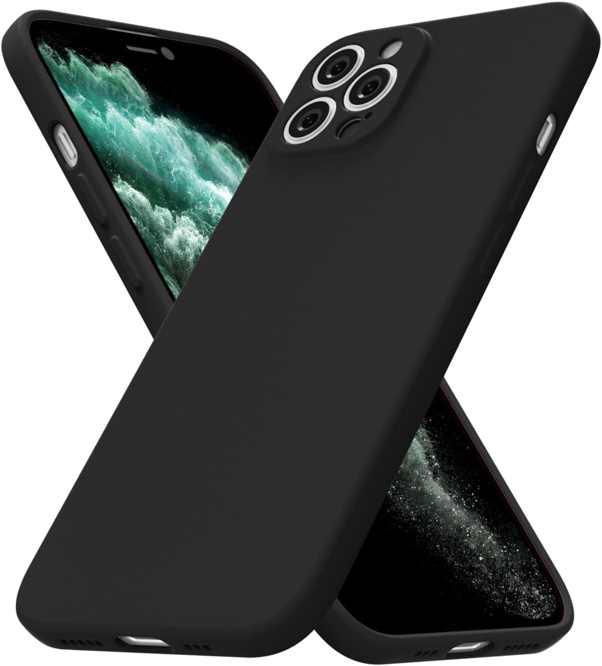 for iPhone 11 Pro Max Case Silicone Phone Case, Slim Thin Soft Rubber Gel Cases for Women Girls, Cute Matte TPU Phone Cover with Full Camera Protection, Minimalist Plain Design, Black