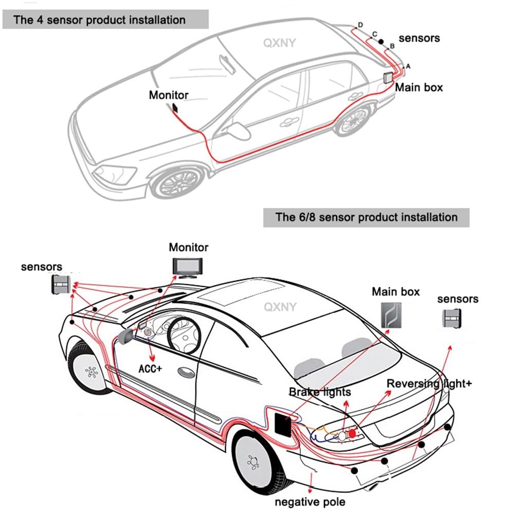 Sensore parcheggio PDC Radar retromarcia per auto kit 8 sensori parcheggio anteriori posteriori per rilevamento del monitor del veicolo, suono di retroilluminazione