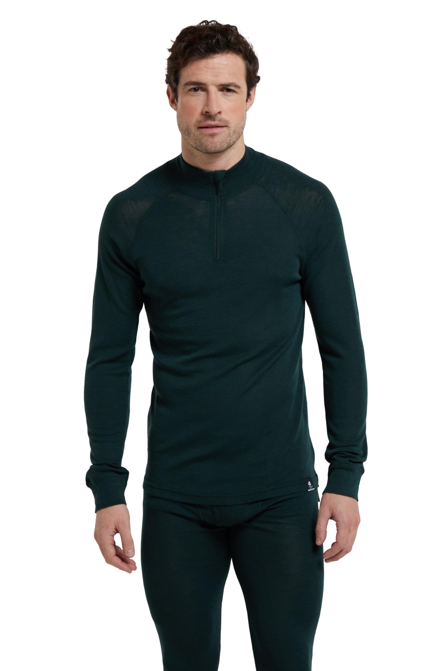Merino II Mens Zip Neck Base Layer Top - Green