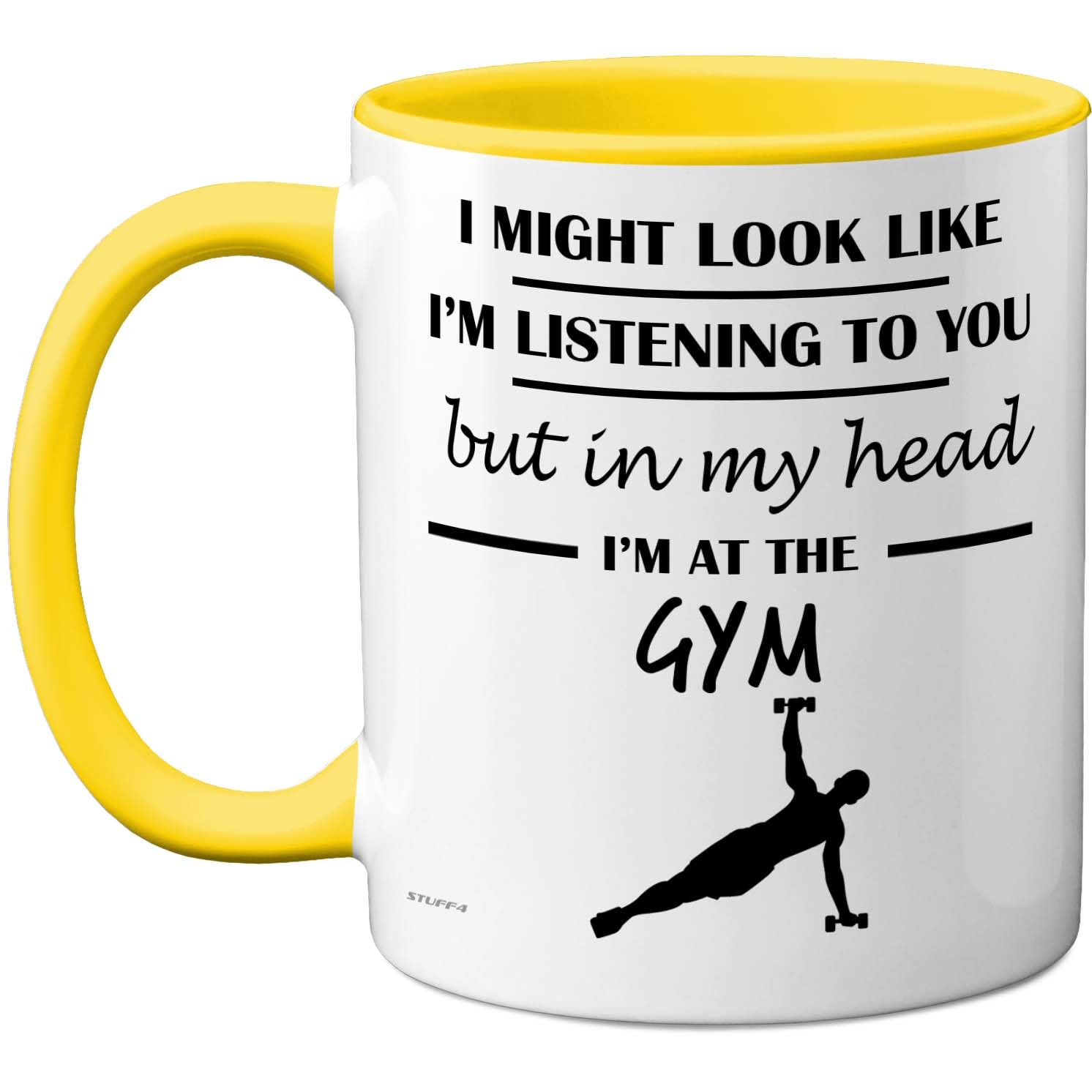 Stuff4 Gym, in My Head Mug Yellow Handle