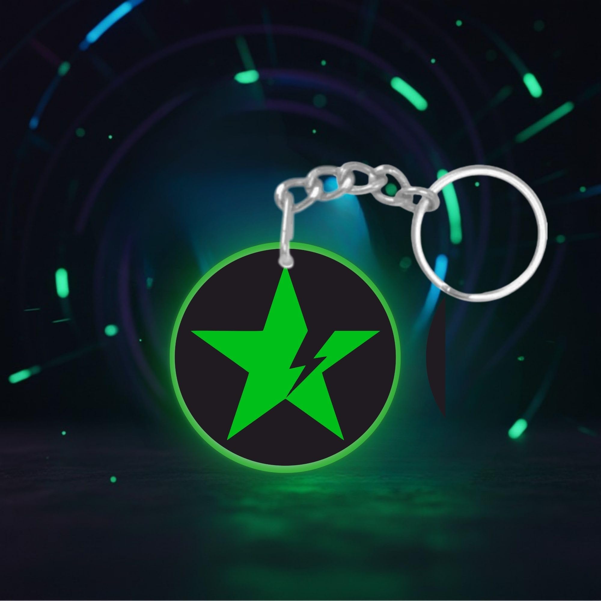 Glow in the Dark STAR Keychain/Luminous Motorbike Key Ring/Radium Keychain Accessory for Bike/Stylish/Radium/Buy/Top/Night Glow(Pack of 1)-picture-16
