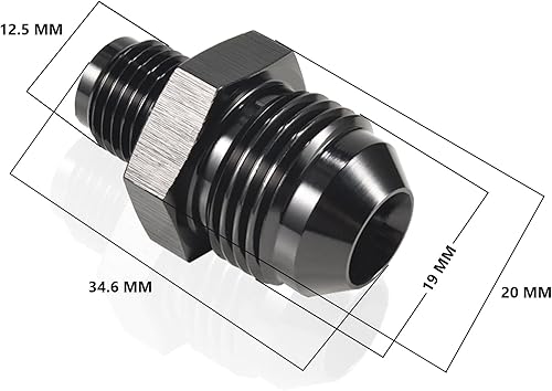 Miniatura 2 de PFCKE Adaptador de rosca invertida macho 6AN 12 x 20 Conector negro recto de aluminio.