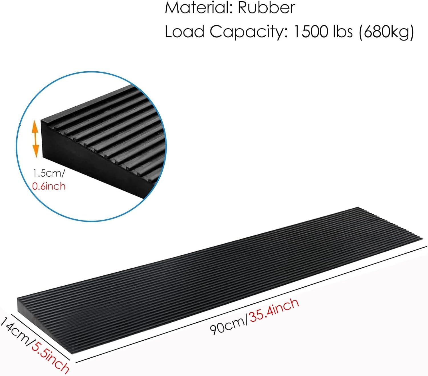 Schody rampowe Rampa progowa dla wózków inwalidzkich, lekka rampa podjazdowa/rampa przejściowa dla spacerowiczów/rowerów/skuterów(High 1.5cm/0.6inch)