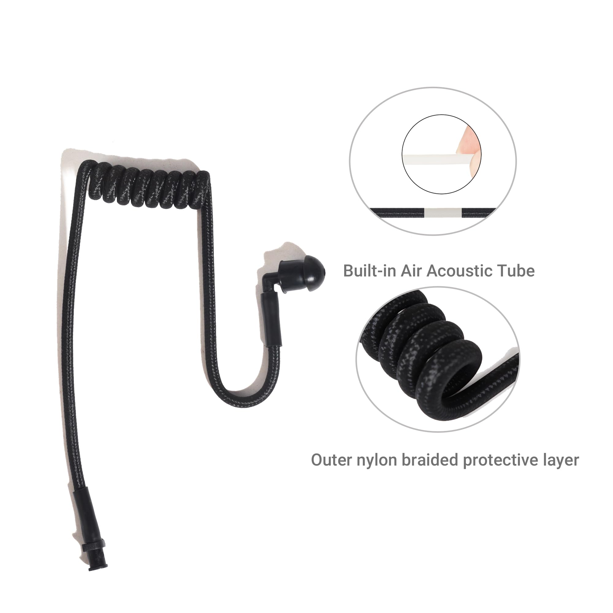 UAYESOK Tubo acústico de Aire de Repuesto de Bobina de Nailon para Auriculares de Radio de Dos vías Motorola Kenwood Baofeng Walkie Talkie Kit de vigilancia (Negro) — view 4