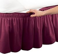 Vista 8 de Falda de cama plisada de tres lados con estilo envolvente de algodón egipcio elástico con caída de 15 pulgadas contra el polvo para camas