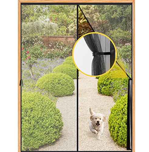 Magnetic Screen Door-Fit 36X82Inch Door, Screen Door Itself Size 38X83Inch-Screen Door Mesh Keeps Bugs Mosquito Out - Screen Door Magnets Pet And Kid Friendly With Bilateral Fixed Buckle Design #TOP4
