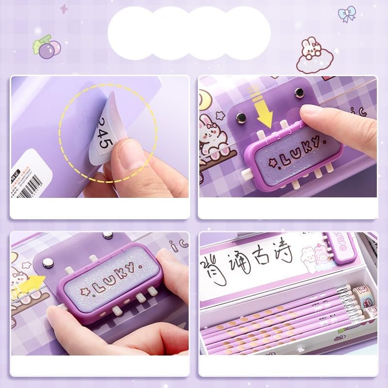 Alokik Enterprise Nini's Happy Time Multi-Functional Pencil Box with Double Password Lock, Stationary Organizer Case, Suitcase Style Pencil Case for Boys & Girls Return Gift for Kids 1