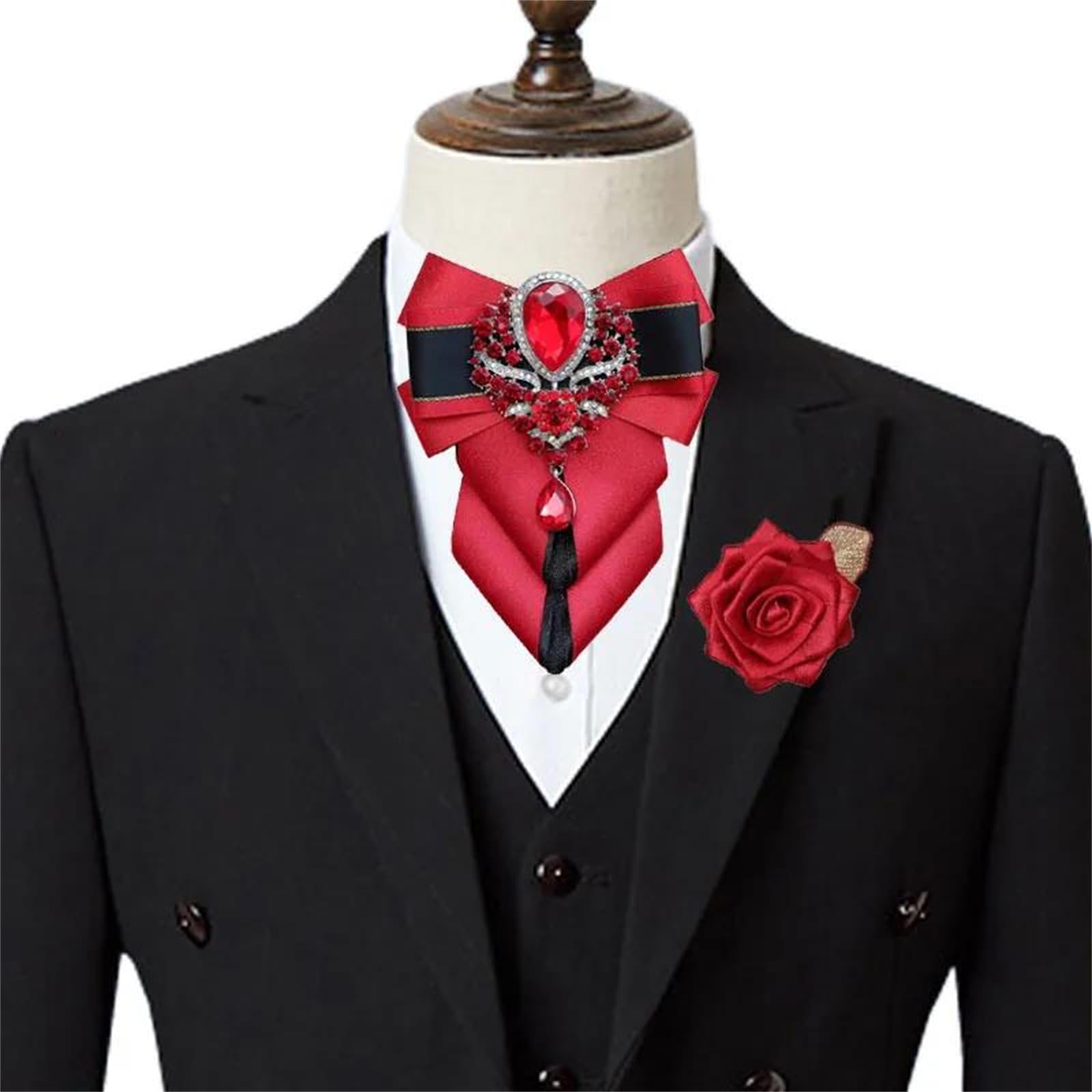 CMBSSTFC Damen Herren Britische Luxus Fliege Brosche Set Strass Kragen Blumen Pin für Hochzeit Corsage