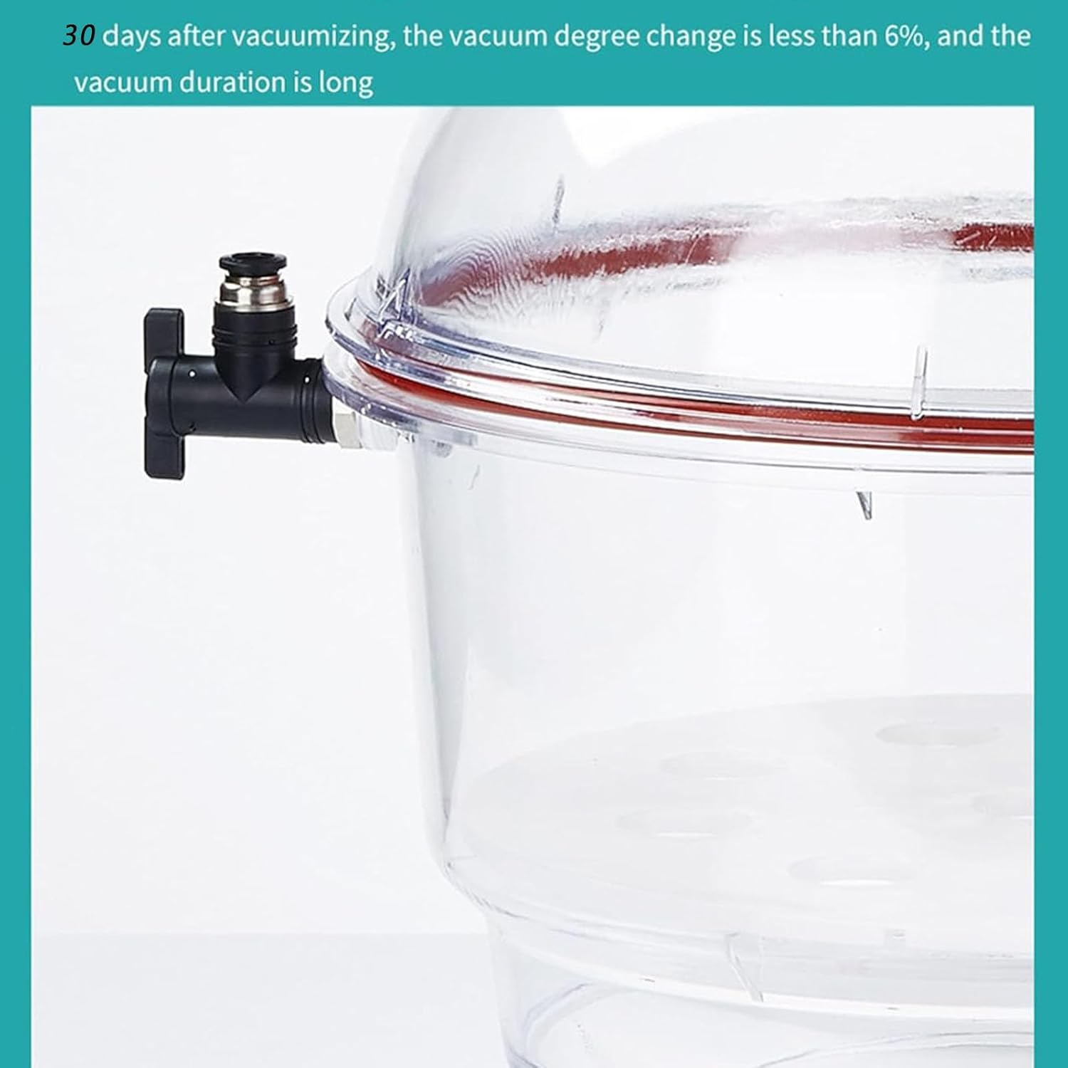 Vacuum Desiccator, 250mm Acrylic Clear Vacuum Chamber, with Double Valves, Pressure Gauge, Polycarbonate Plastic Sealed Jar for Storage