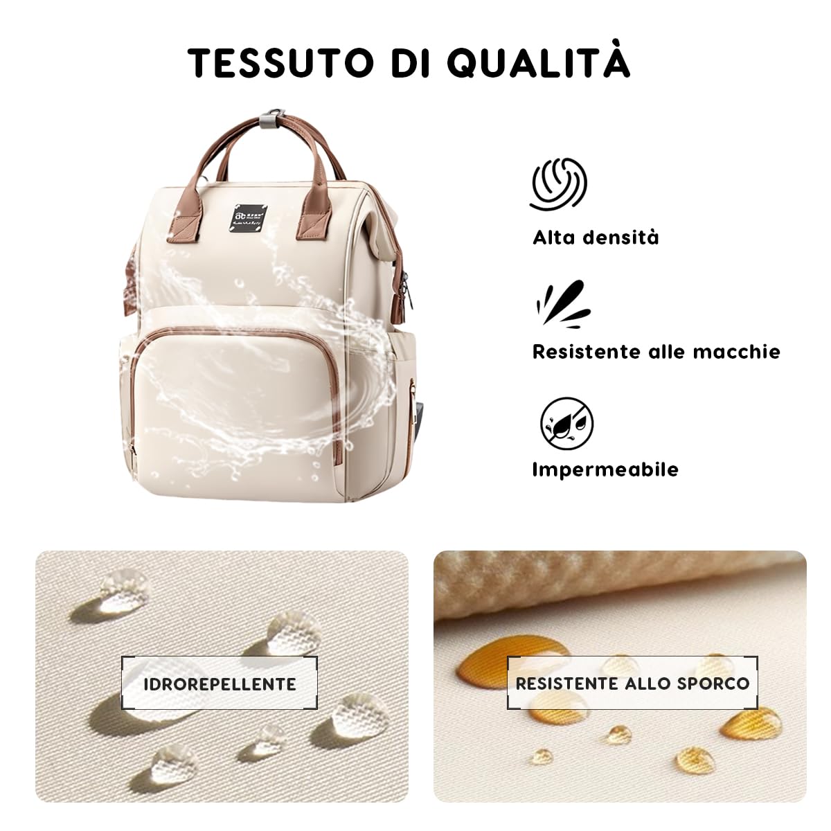 SONARIN Spazioso Leggero Zaino Fasciatoio,Multifunzionale Impermeabile Borsa per Pannolini Zaino Mamma Neonato Borsa Fasciatoio da Viaggio con Tasche Termiche & Ganci per Passeggino(Albicocca)