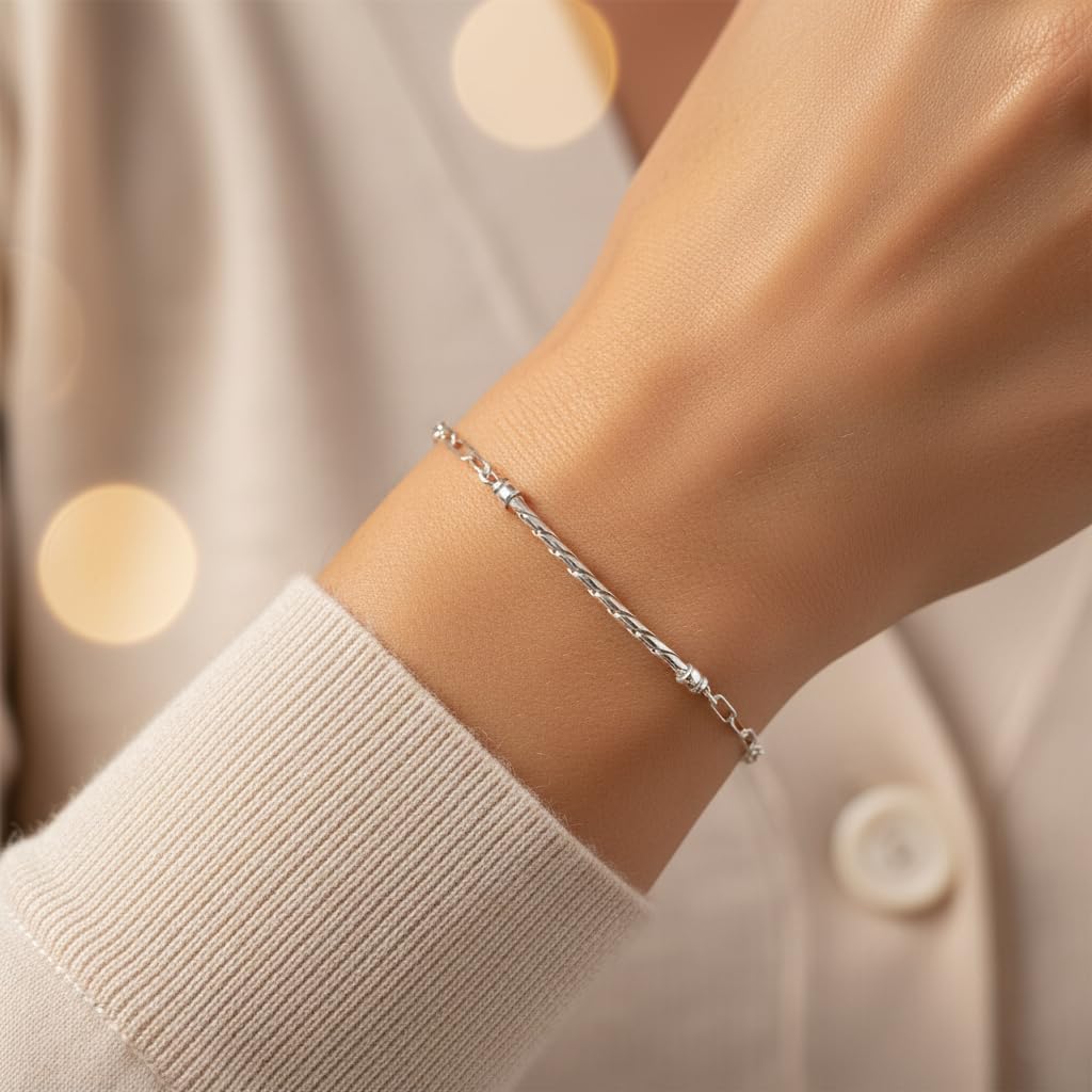 Italian Sterling Silver & Gold Vermeil Bracelet for Women, Chain Link Design Made in Italy, Luxury Jewelry Gift for Her