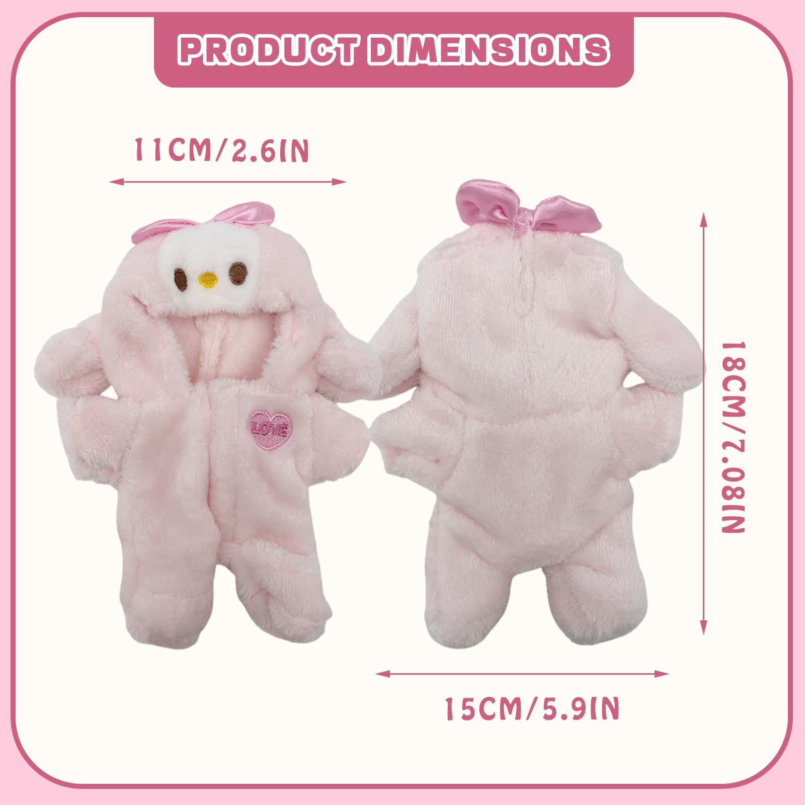 GYIOFAI 2 Pcs Doll Clothes Compatible for 17cm Dolls, Pink Plush Doll Clothes, Doll Outfit Accessories Sets - Image 2