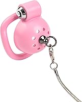 Vista 3 de Dispositivo de castidad masculina se burlan de jaula de polla bloqueada Ejercicio de pene para hombres (rosa con cadena)