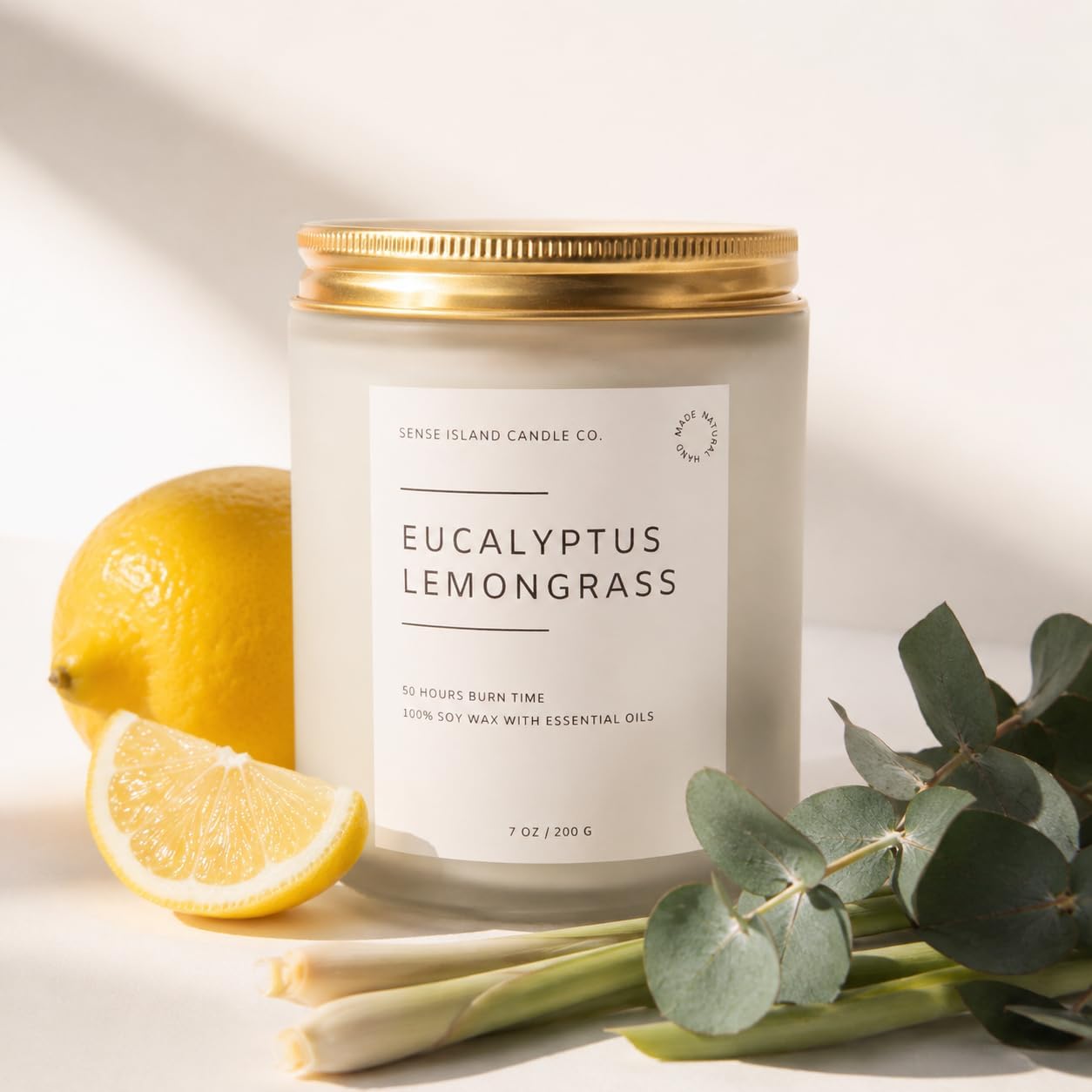 Eucalyptus Lemongrass Scented Candle with Citronella Essential Oil