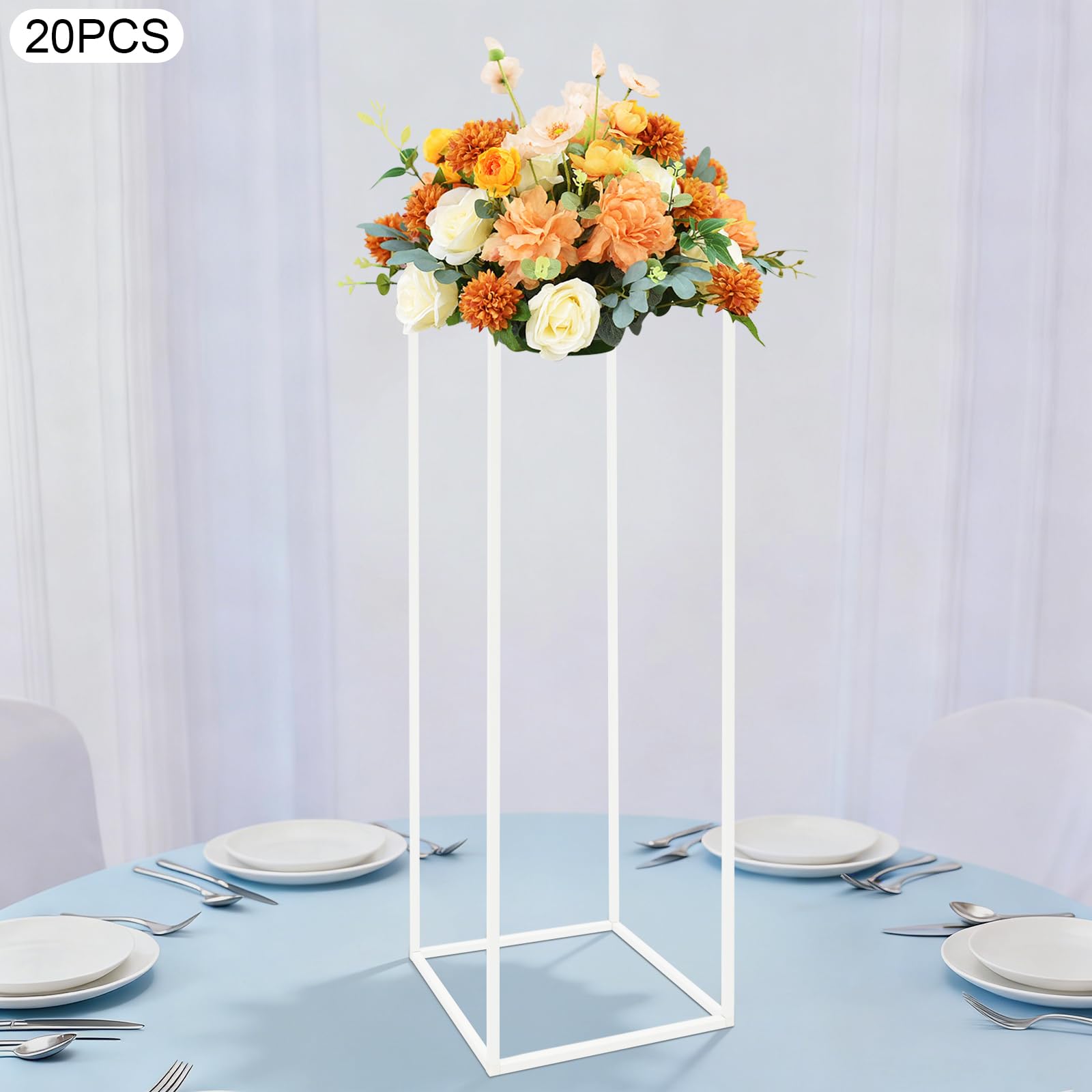 Blumenständer Set Metall Geometrische Hochzeitsdeko 20 Stück Freistehend | 80cm 20-teiliges Set für große Veranstaltungen / Einfach zu montieren und zu verstauen