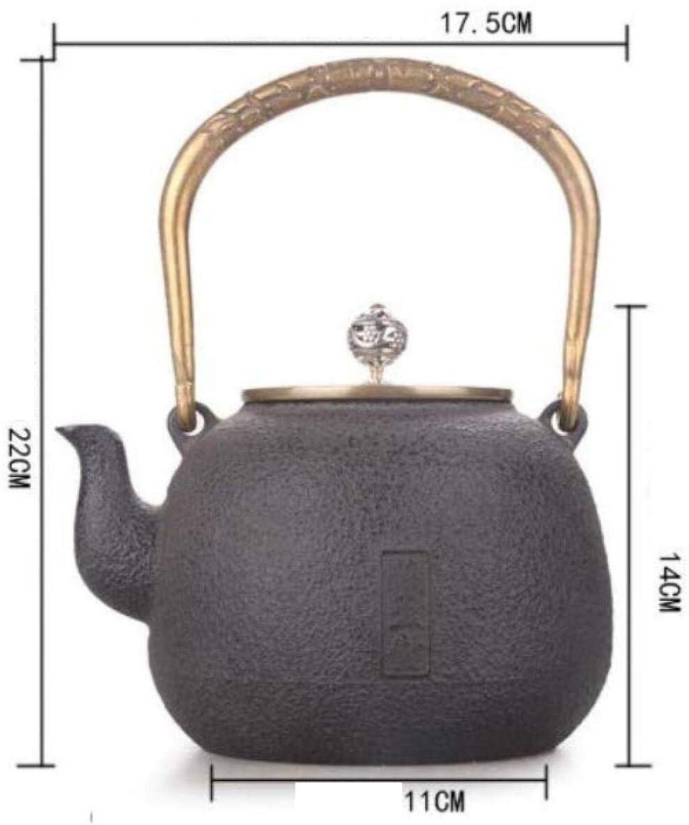Theiere en Fonte Théière en Fonte 1.2L/1200MlL Théière En Fonte Théières Théière En Fer Théière En Fer Non Revêtu Couvercle En Cuivre Artisanat Pot En Fer Ornements Japonaise Théière Théière Fonte