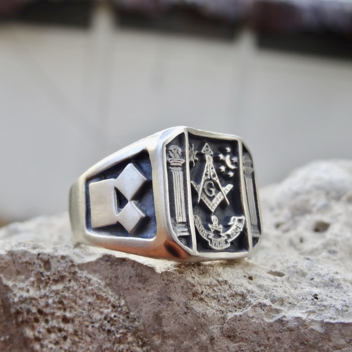 silverzone77 Freimaurer Ring Sterling Silber 925 Handmade Schmuck Juwelen