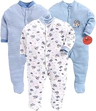 EIO� 100% Cotton Rompers/Sleep Suits/Jumpsuit/Night Suits for Baby Boys & Girls, Infants, New Born Pack of 3 (0-3 Months, Blue)