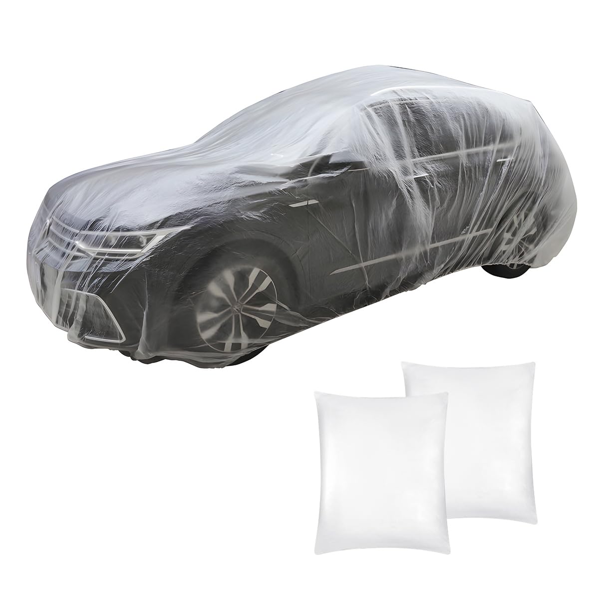Wevdn 2 PCS Disposable Car Cover 12 5 19 7 Waterproof Dustproof Clear Car Cover with Elastic Band