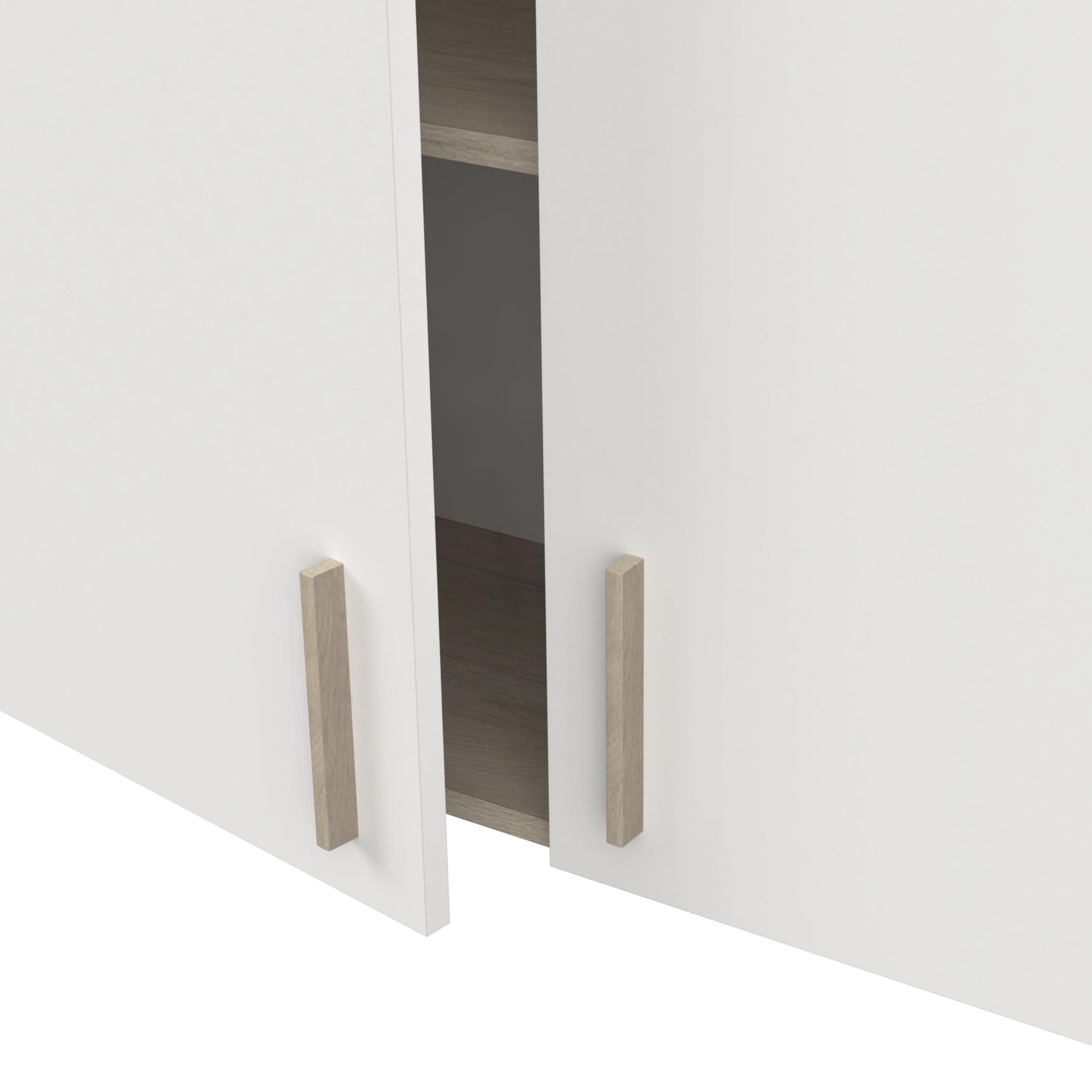 Meuble Haut de Cuisine Modulable 2 Portes - Cuisine Complete ‟Origan” – Coloris Blanc Mat & Chêne - 100 x 30 x 70 cm