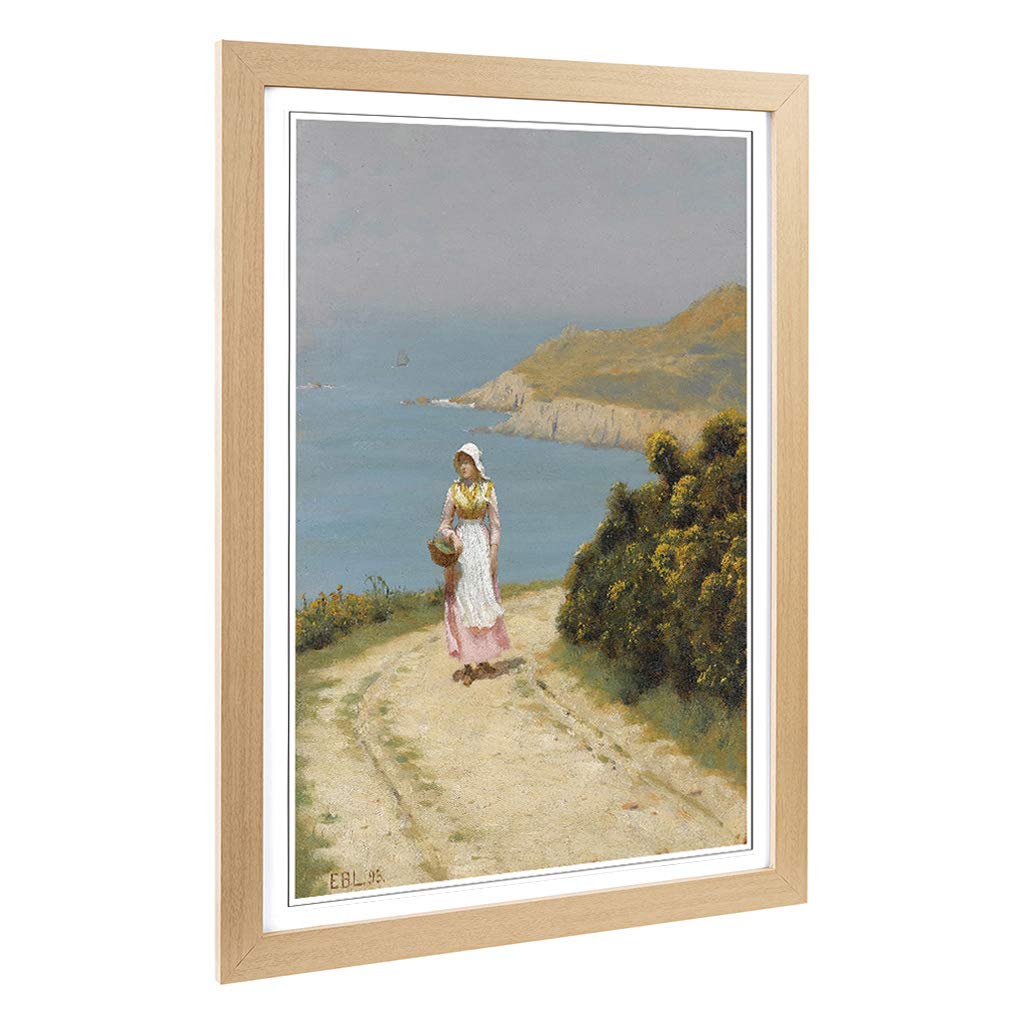 Big Box Art Framed Print of Edmund Leighton Coastal Path Design | Wall Art Picture | Home Decor for Kitchen, Living, Dining Room, Bedroom, Hallway, Office, Oak, A2 / 24.5x18 Inch / 62x45cm
