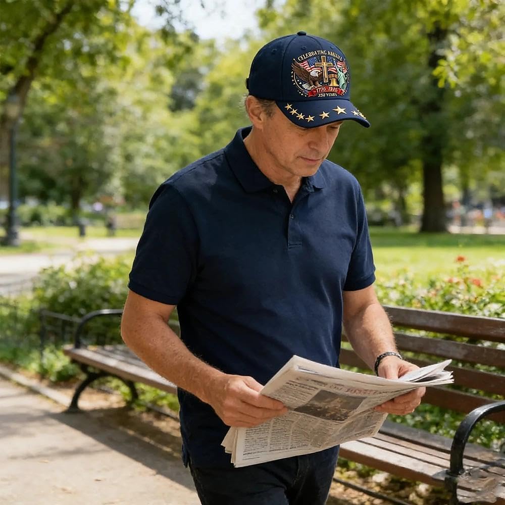 Eagle & Liberty & Cross Cap, United States 25Oth Anniversary Hat, Adjustable Patriotic Baseball Cap for Men & Women - Image 2