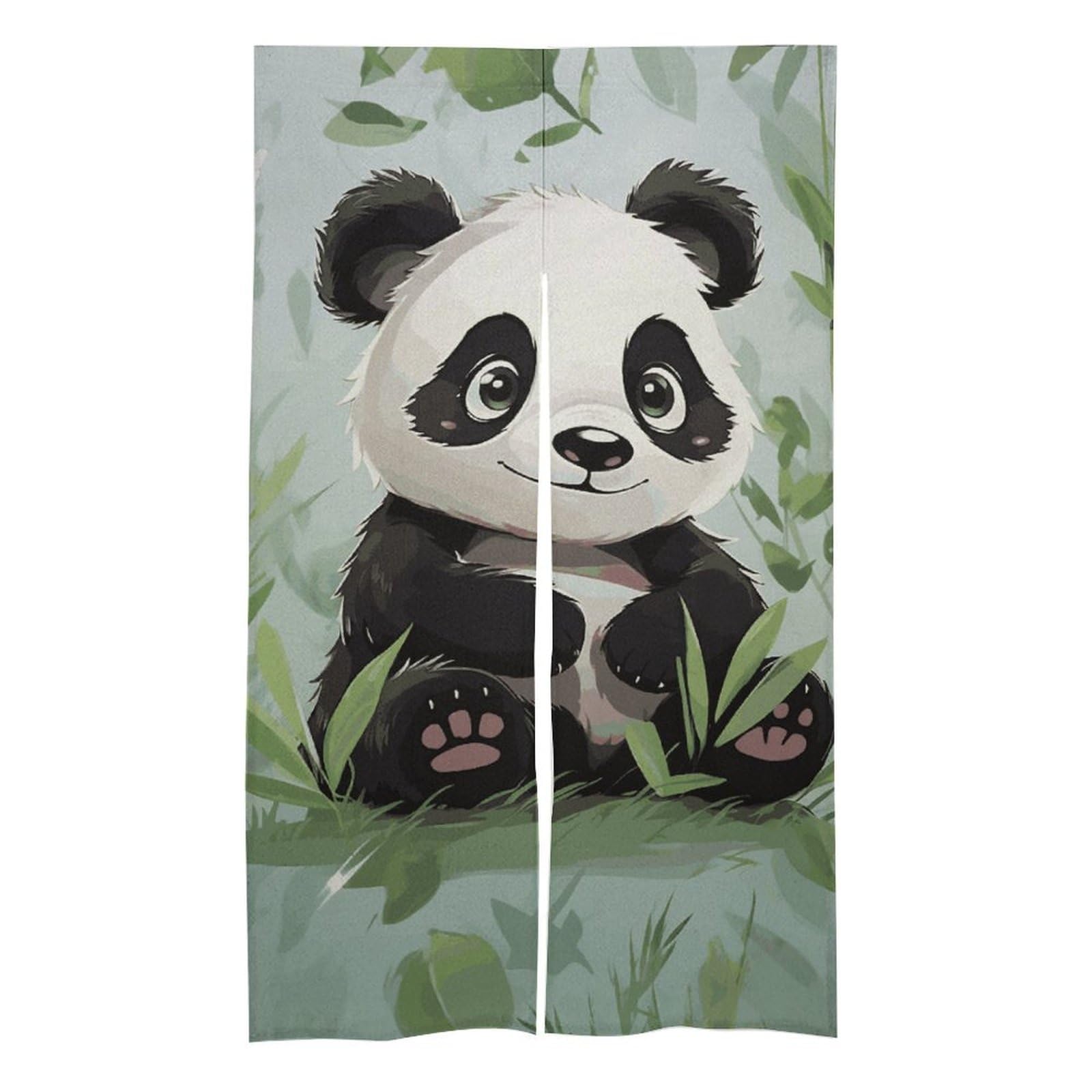 Rideau de porte imprimé panda rideau noren isolant