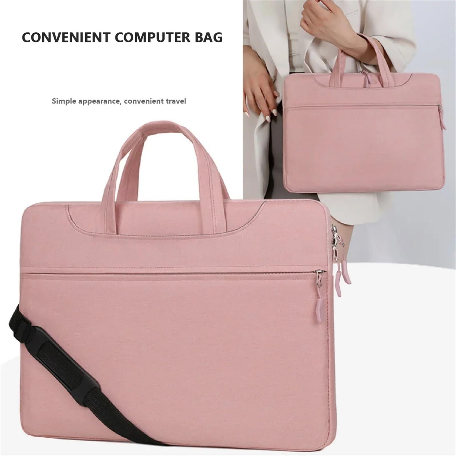 Borsa for laptop for documenti for affari e studenti for adatta for computer per Computer Compatibile(Black)