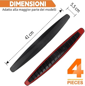 Car Bumper Protection, Set of 4 Universal Rubber Corner Bumper Strips, Anti-Collision Bumper, Front Rear Bumper Shockproof