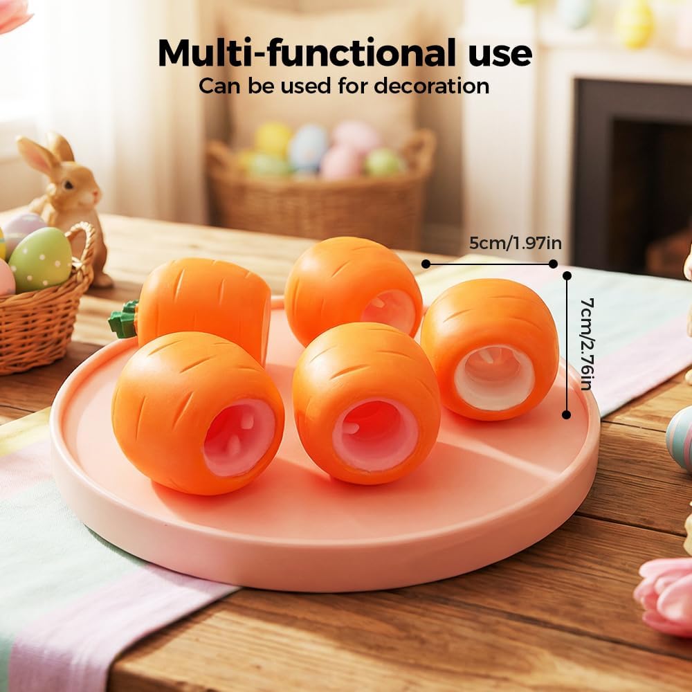 Easter Basket Stuffers, 2026 New Easter Carrot Bunny Squeeze Toys, Easter Basket Essentials Easter Decorations Gifts for Adults Teens (2 PCS)