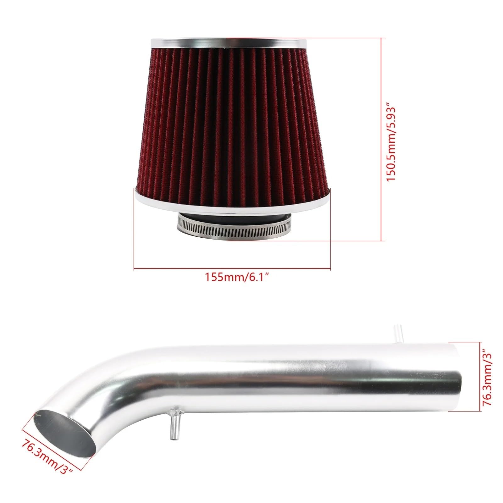 Filtro frío corto con tubo de alto flujo para Wrangler 2.5L 4.0L 1991-1995