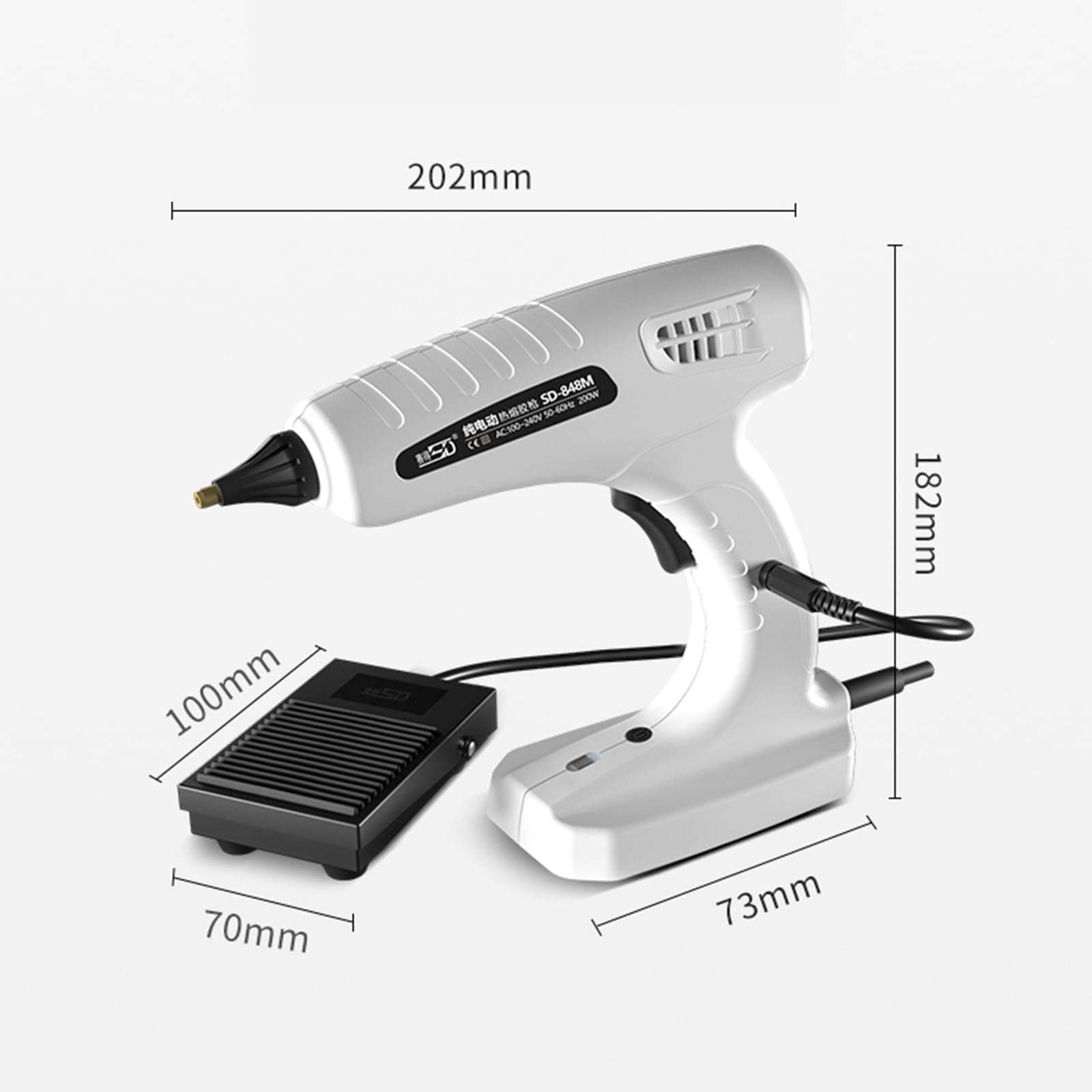 Pistolet do klejenia na gorąco, sterowany pedałami, automatyczna maszyna dozująca klej z inteligentną konstrukcją zwrotną, średnica kleju 11 ± 0,2 mm do operacji na linii