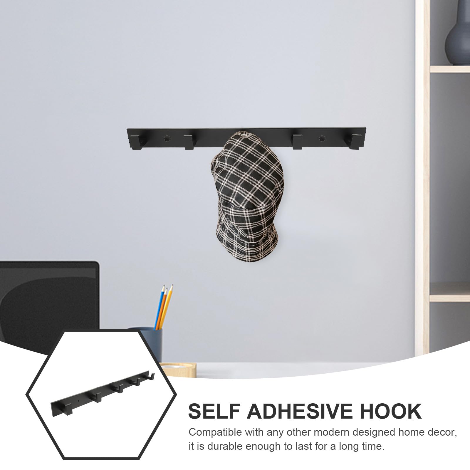 SUPVOX Ganci Adesivi da Parete in Alluminio, Set 5 Pezzi, Ganci Porta Asciugamani e Cappotti per Bagno e Cucina, senza Foratura, Multiuso per Casa e Ufficio