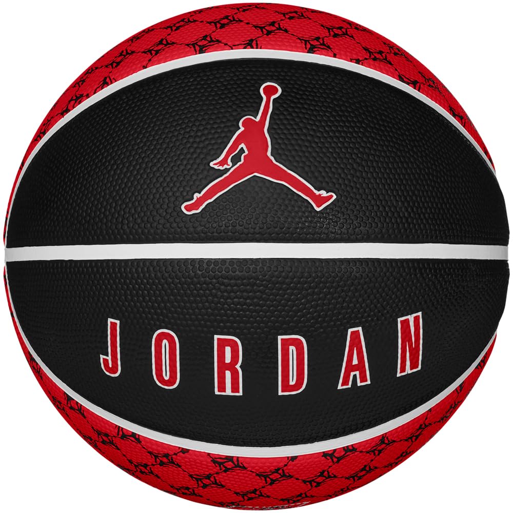 Nike Jordan Playground 2.0 Basketball 8P - Outdoor Street Basketball Ball - Robust Training Basketball - Delivered Deflated, Fire Red/White/White/Fire Red, 7