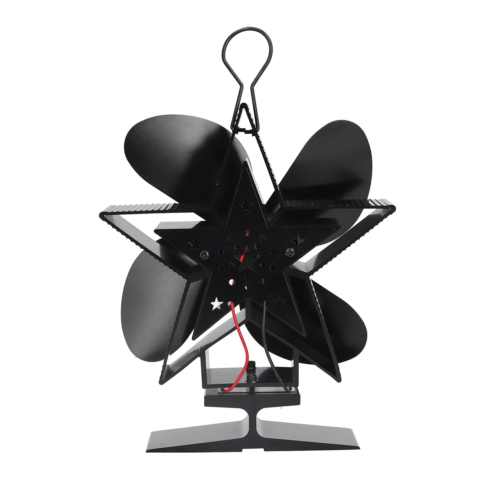Ventilador de 4 Aspas Accionado por Calor Ventilador de Chimenea con Patrón de Papá para Distribución de Calor Circulación de Aire Caliente Madera Negra o Quemando un Horno de 4 Pellets Más
