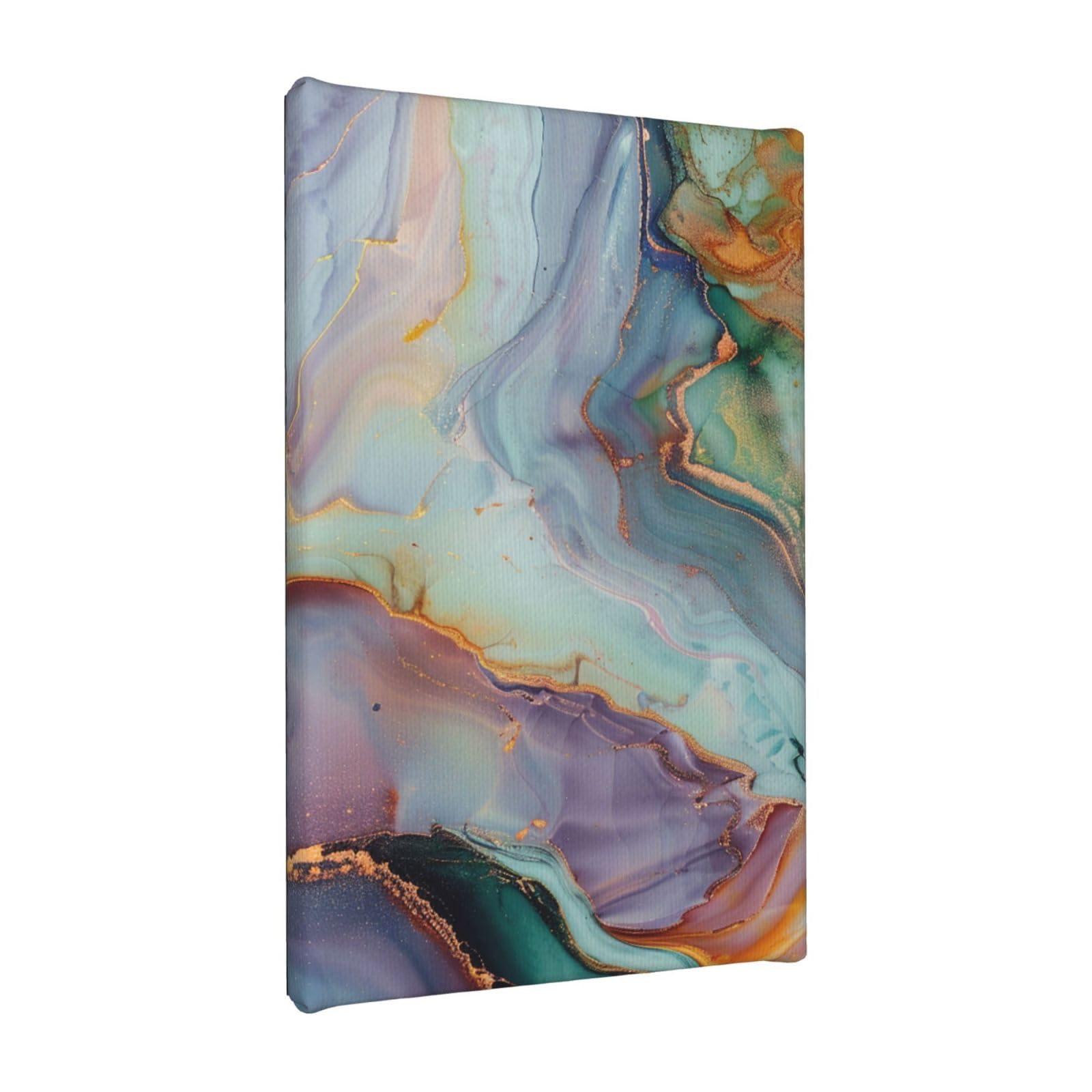 YKLJG colourful marble Printed Wall Art Canvas Painting 20x30 CM Wooden Framed Picture Painting Artwork Prints for Bedroom Kitchen Home Office Decor