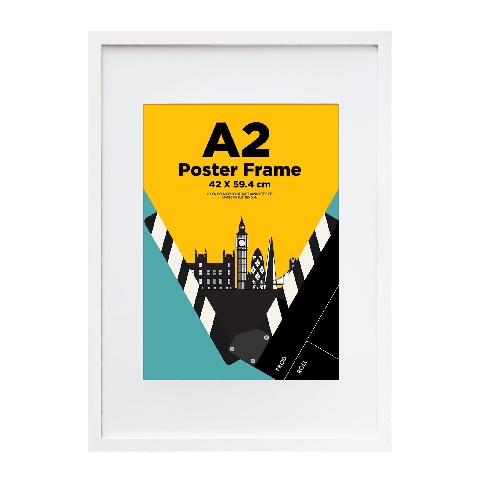 EGOFINE A2 Frame White - Wooden Frame with Plexiglass Front for Wall Mounting - For A3 Picture with Mat โ image 1
