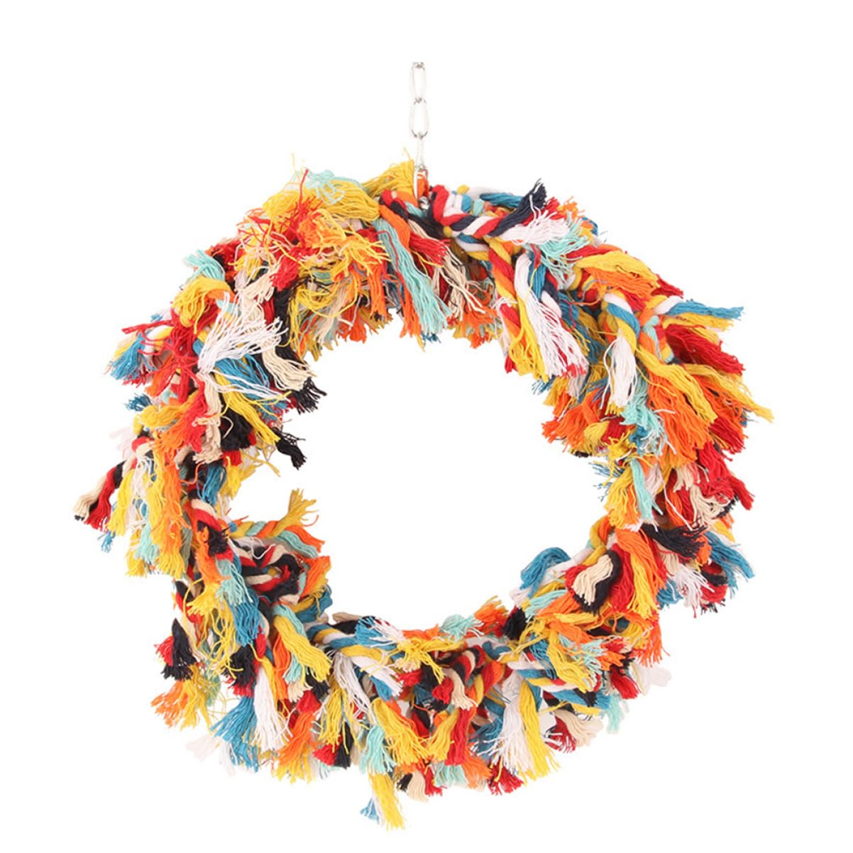 ifundom 1Pc Hanging Parrot Chewing Cotton Rope Swing Ring for Birds for Climbing and Exercise for Parakeets Cockatiels Parrots