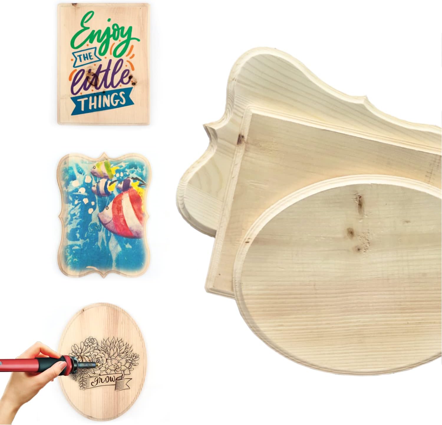 ArtSkills Wood Plaques for Crafts, Unfinished Assorted Wooden Shapes for Wood Burning, Staining, Painting, Create Custom Wooden Signs, 9" x 12", 3ct