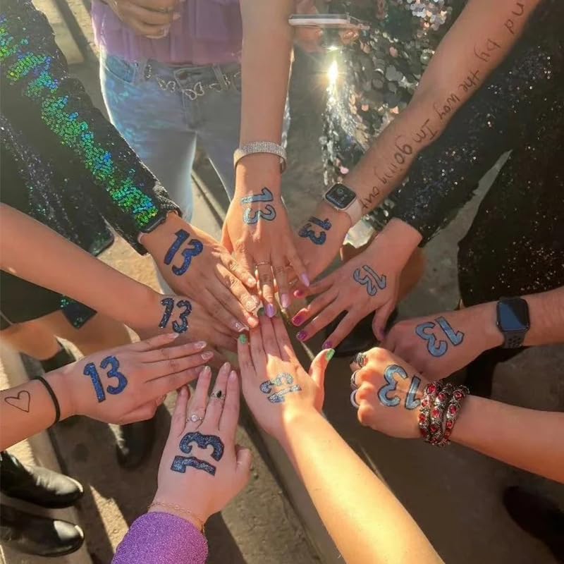 Miniatura 3 de Paquete de 3 calcomanías temporales TS para tatuaje, número 13 y lOVER inspiradas en tatuajes de manos, tema de álbum de cantante, accesorios de