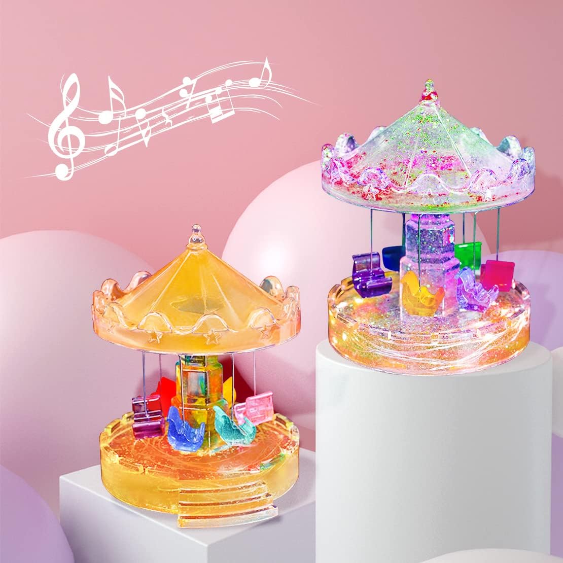 Rotary Flying Chair Resin Mold Carousel Swing Resin Epoxy Molds Crystal Ornament Silicone Casting Mould for DIY Crafts Home Office Table Decoration image 2