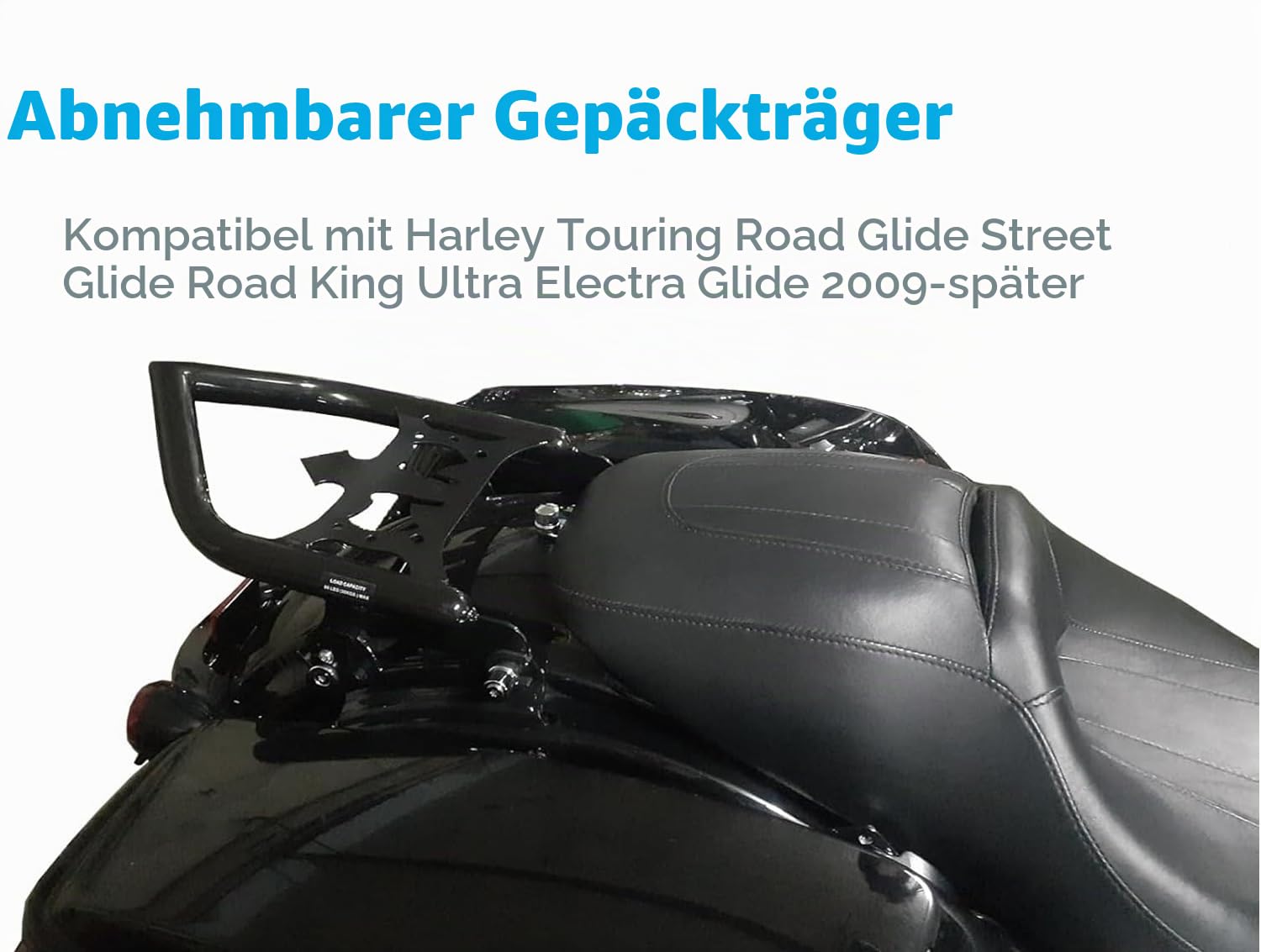 Abnehmbarer Gepäckträger für Harley Touring Modelle 2009–2024, Schwarz