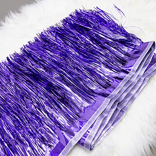 Image of Premium Shiny Purple Fringe Tinsel Garland for Party Decorations -4 Layers Thick, 2 Pack | LILF Foil Tassel Banner Party Streamers for Wedding Birthday Christmas Decoration Home Hanging