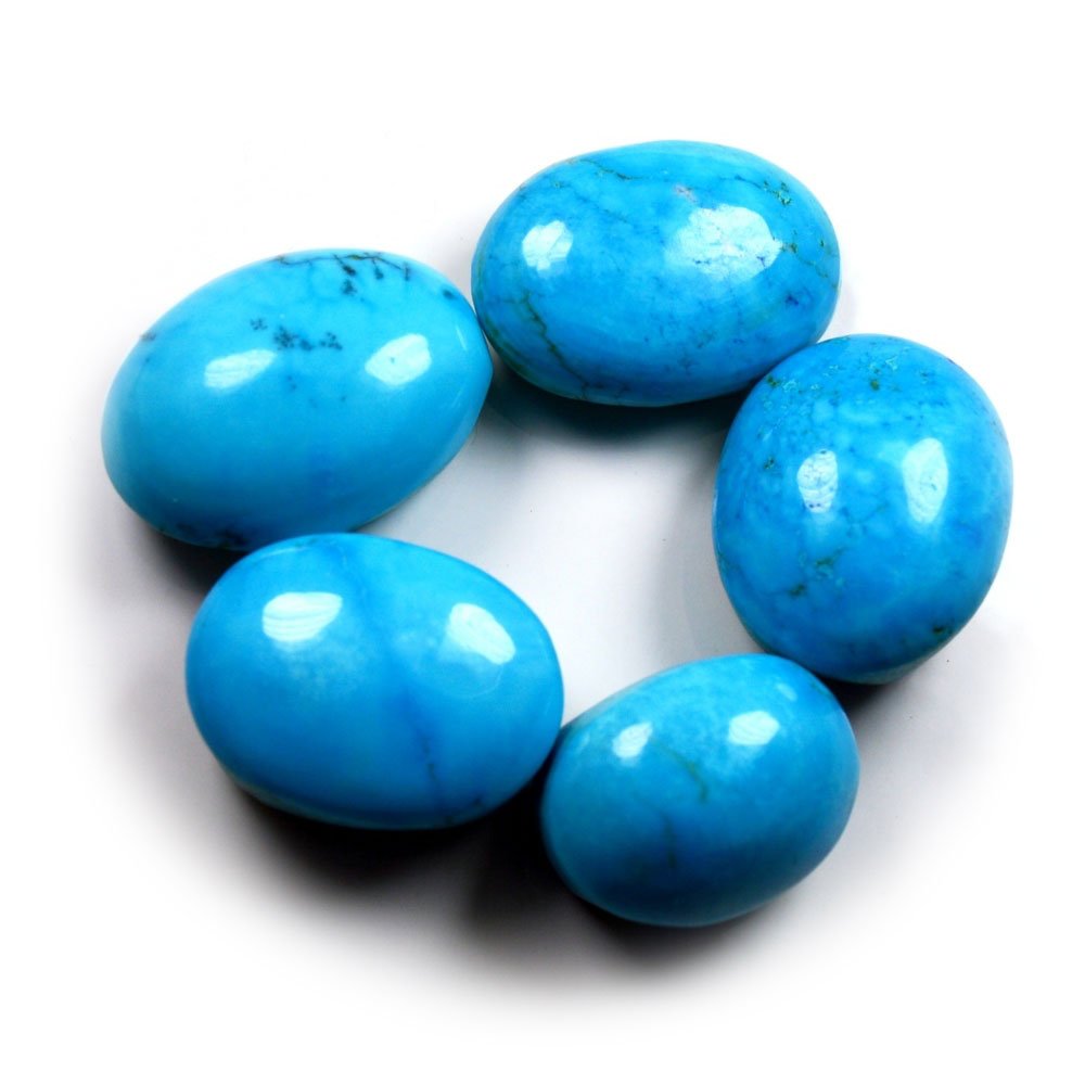 caratyogi Lab Certified Natural Turquoise Gemstone Total 10 Carat 5 Pieces Firoza Stone Oval Shape Lot-picture-28