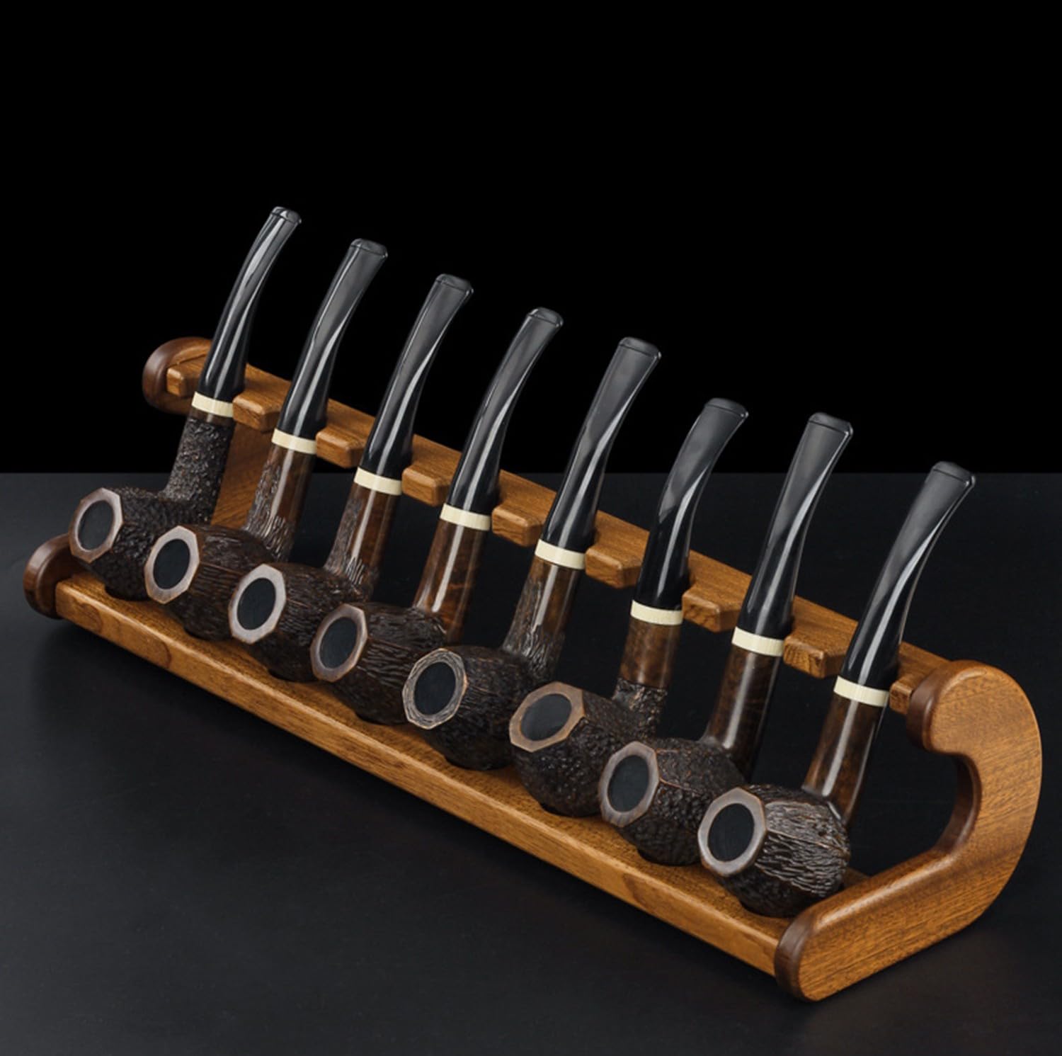 Espositore per Pipa in Legno per Tabacco per 8 Pipe per Tabacco, Supporto per Pipa per Tabacco, Portapipa in Legno Universale, Espositore con Venature del Legno Casa E Ufficio