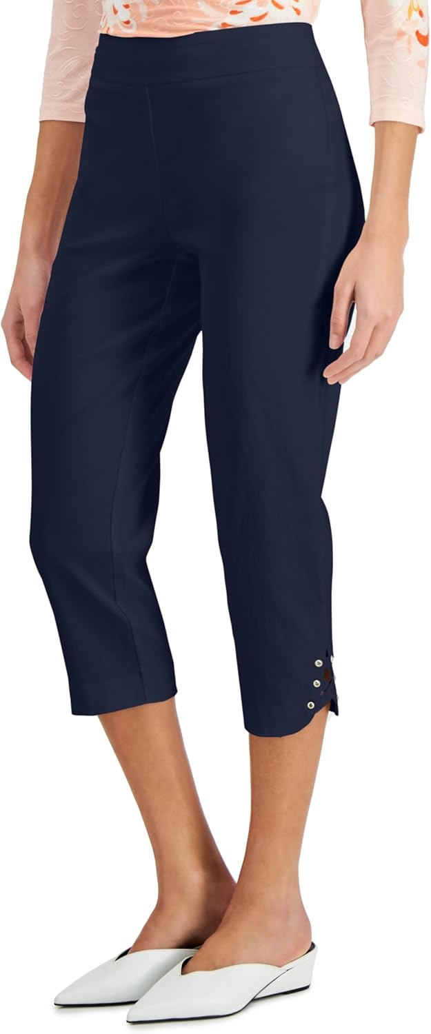 Lattice Hem Capri Pants Intrepid Blue M